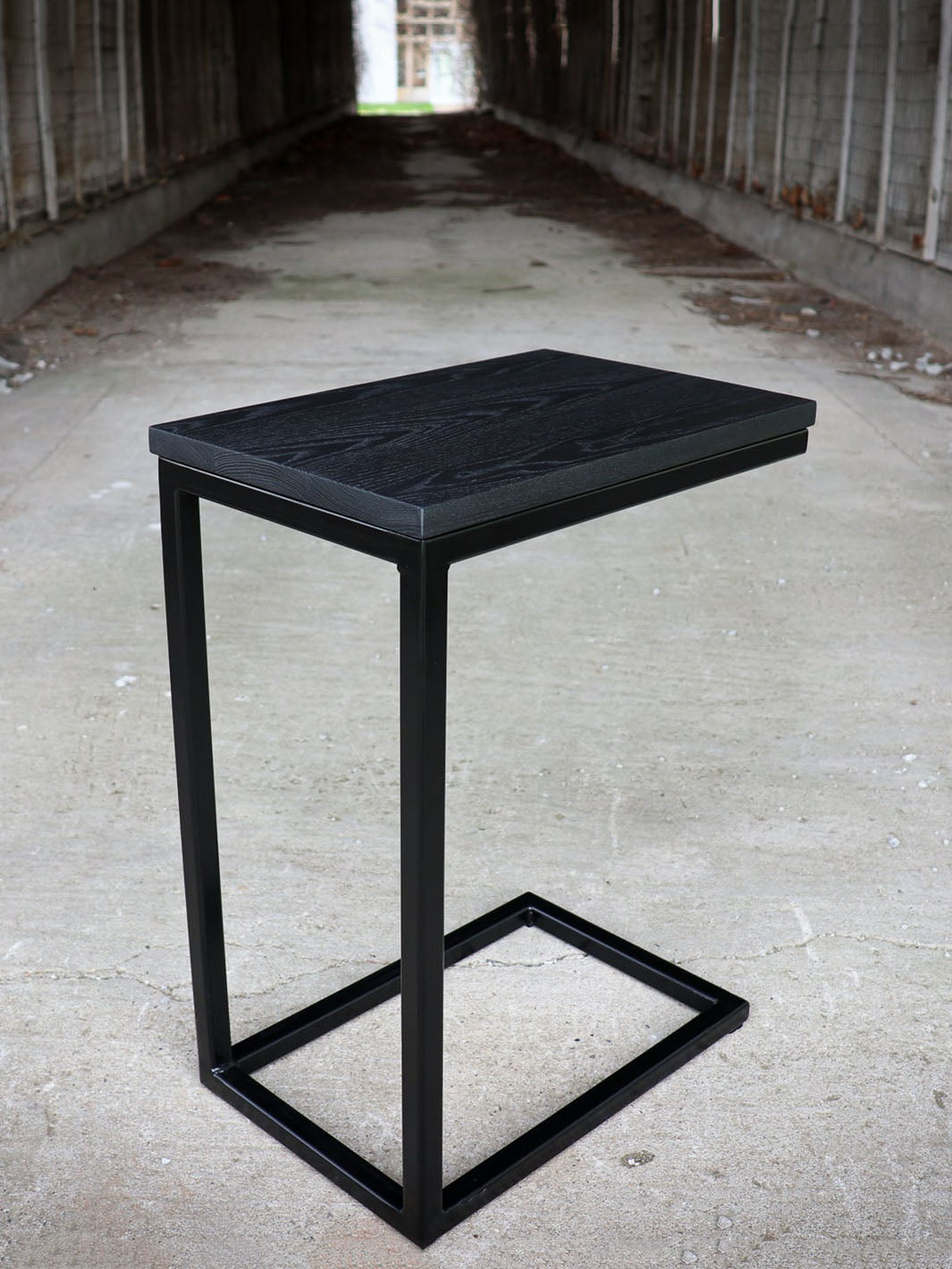 Charcoal Black Ash Industrial Side C Table Earthly Comfort Side Tables 771-2