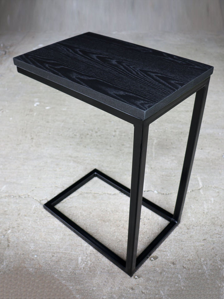 Charcoal Black Ash Industrial Side C Table Earthly Comfort Side Tables 771-6