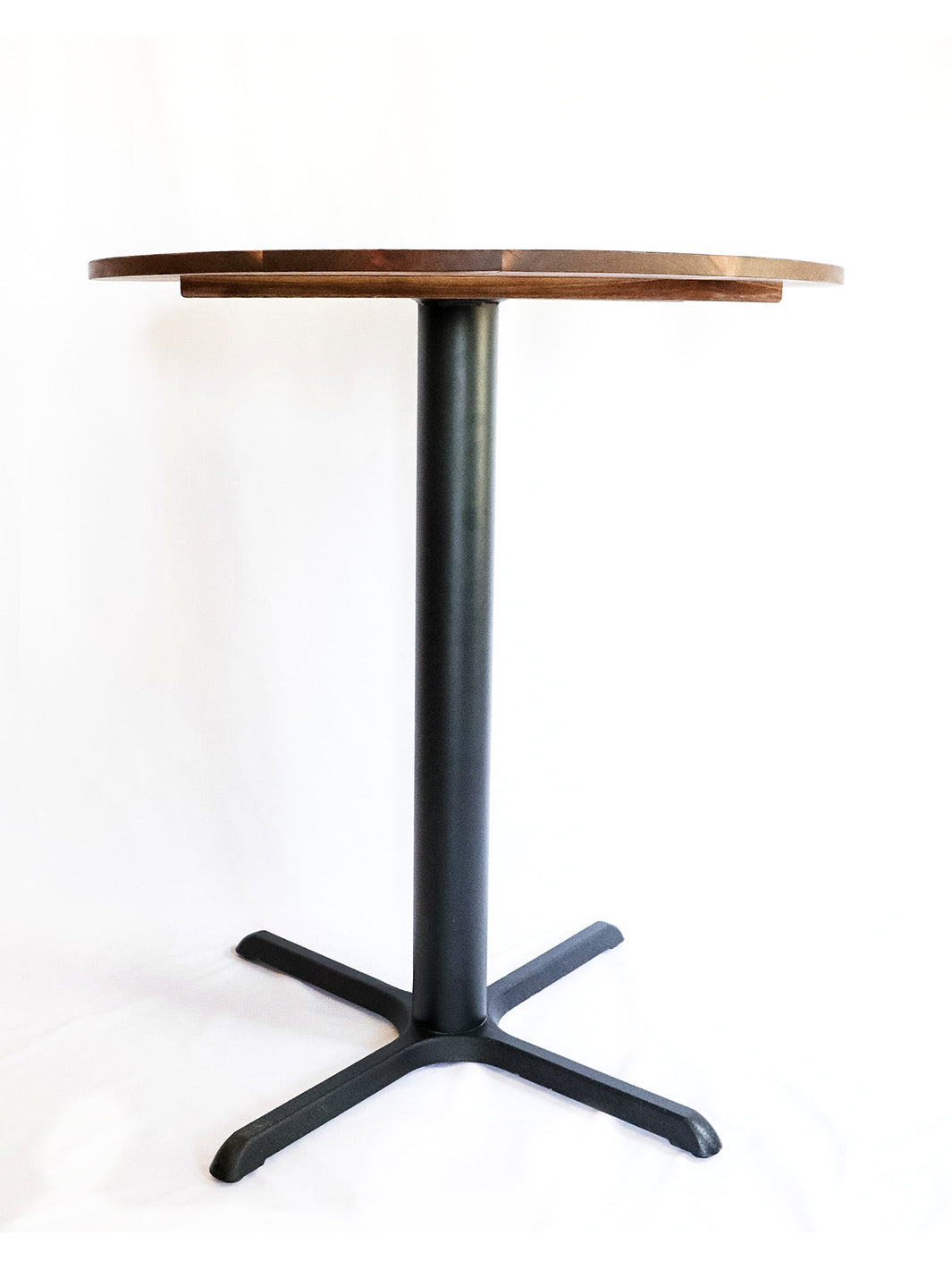 Modern Round Walnut Pub Table with Black Steel Legs | Bar or Standard Height Earthly Comfort Dining Tables 804-1