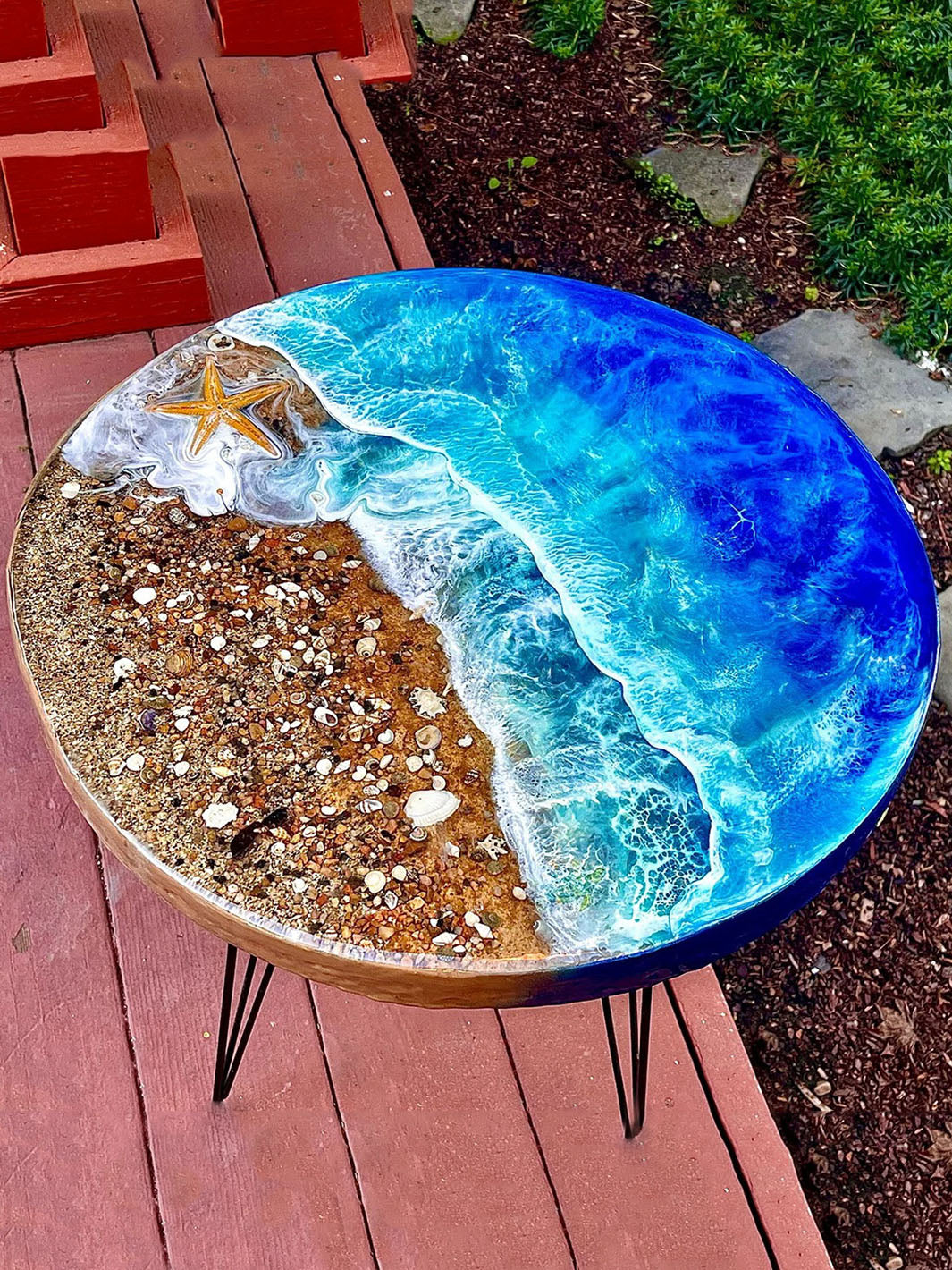 20" Handcrafted Ocean Epoxy Table Artsheedal Tables ART0029-3