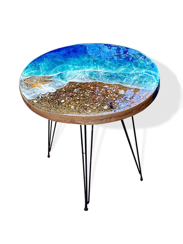 20" Handcrafted Ocean Epoxy Table Artsheedal Tables ART0029
