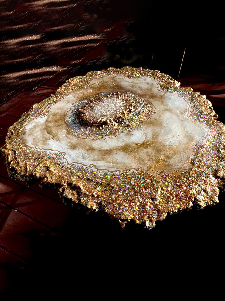Handcrafted Abstract Geode Crystal Epoxy Resin End Table Artsheedal Tables ART0091-2