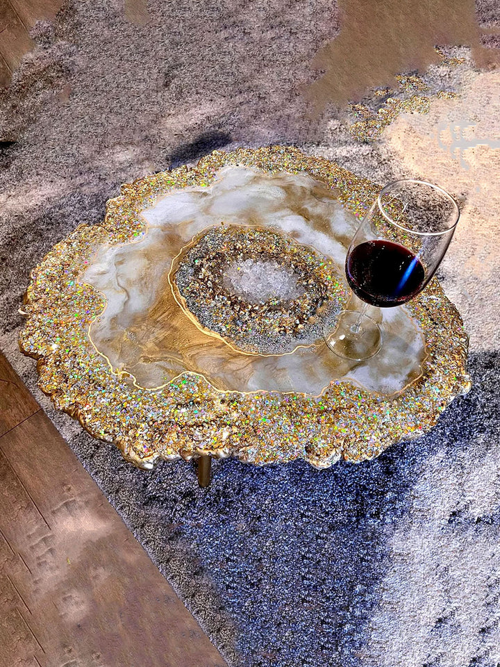 Handcrafted Abstract Geode Crystal Epoxy Resin End Table Artsheedal Tables ART0091-3