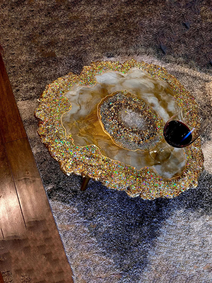 Handcrafted Abstract Geode Crystal Epoxy Resin End Table Artsheedal Tables ART0091-4