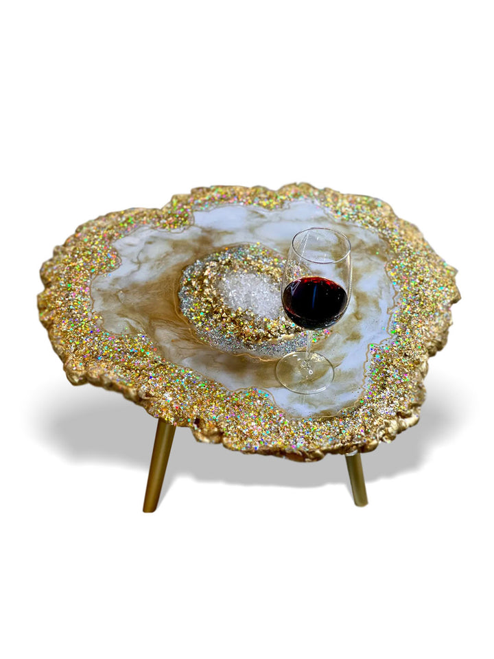 Handcrafted Abstract Geode Crystal Epoxy Resin End Table Artsheedal Tables ART0091