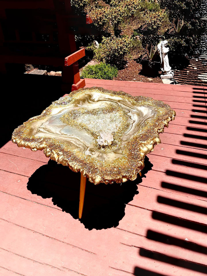 Handcrafted Abstract Geode Crystal Epoxy Resin Wall/Coffee Table
