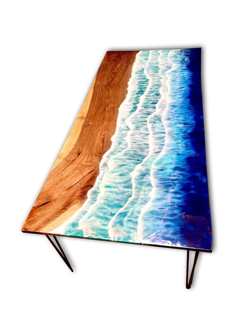84"x42" Handcrafted Beach Inspired Elongated Epoxy Resin Dining Table Artsheedal Tables ART0140