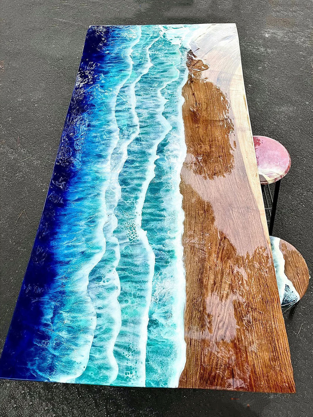 84"x42" Handcrafted Beach Inspired Elongated Epoxy Resin Dining Table Artsheedal Tables ART0140-3