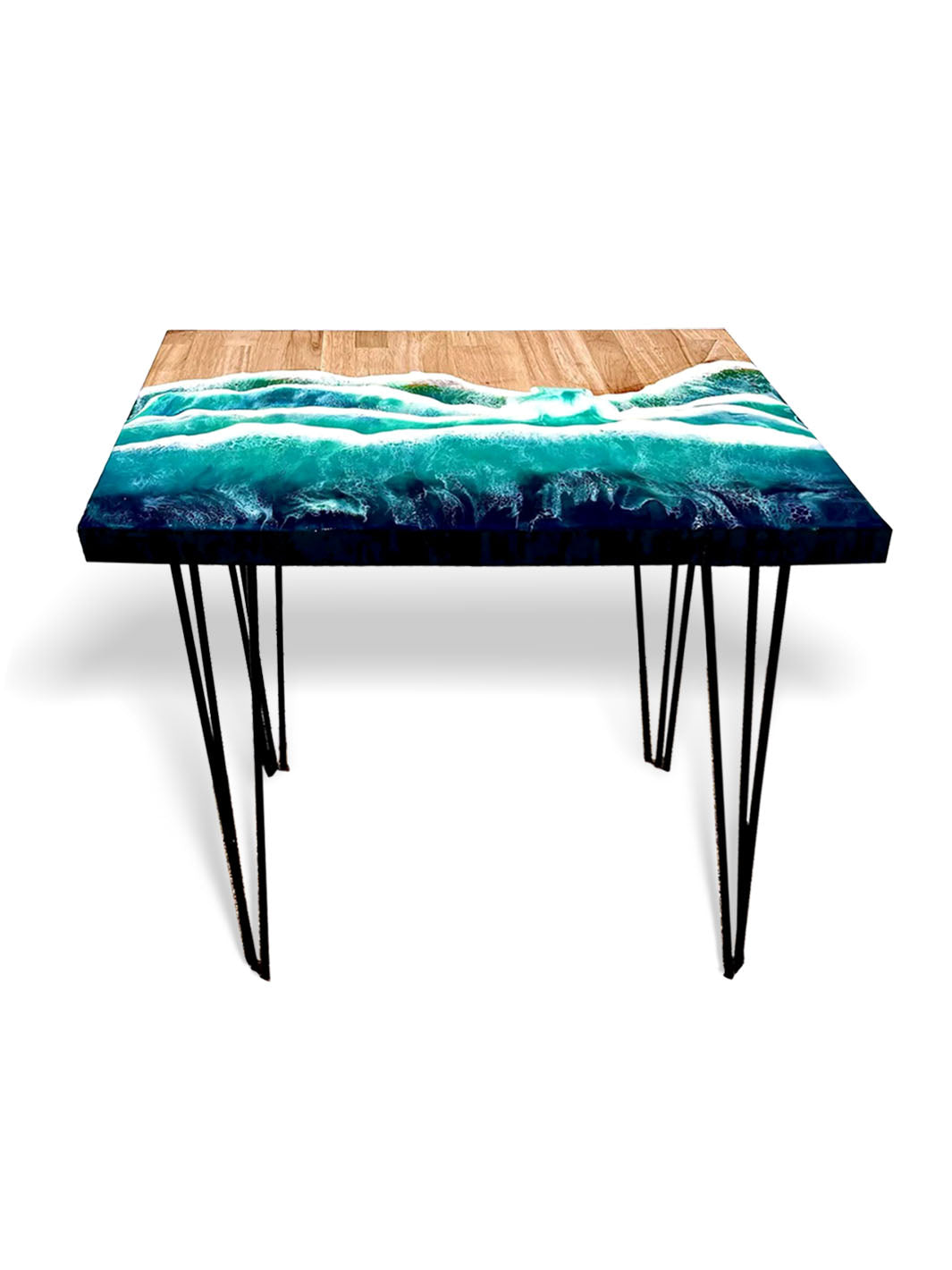 Handcrafted Beach Inspired Elongated Epoxy Resin Hevea Wood Table | 25â€Lx15â€W Artsheedal Tables ART0147