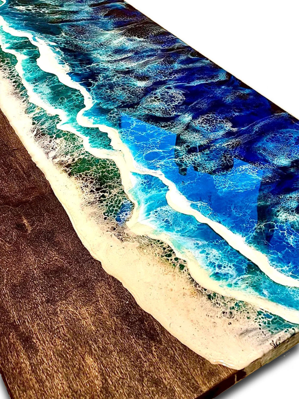 Handcrafted Beach Inspired Elongated Epoxy Resin Dining Table 84" L x 42" W Artsheedal Tables ART0161-1