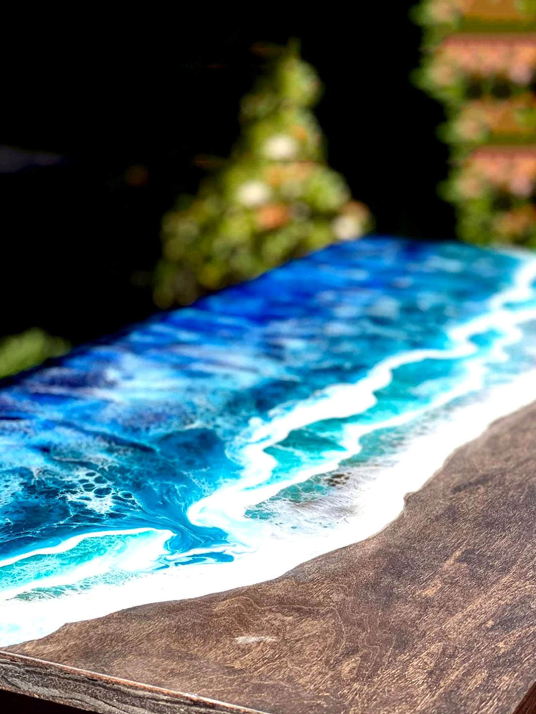 Handcrafted Beach Inspired Elongated Epoxy Resin Dining Table 84" L x 42" W Artsheedal Tables ART0161-5