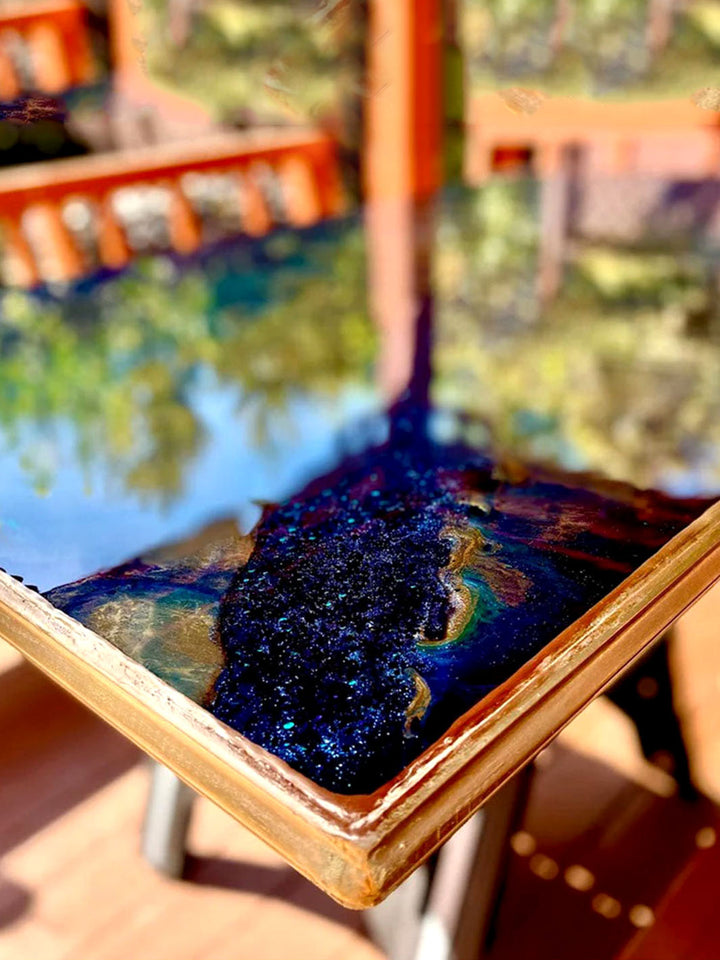 Peacock Handcrafted Epoxy Resin Dining Table | 84"L X 24”W