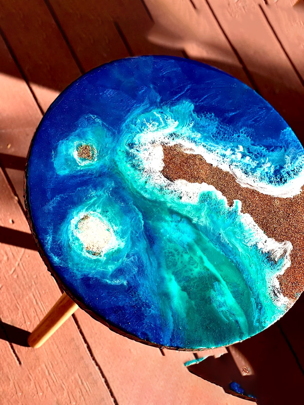 Handcrafted Bahamas Island Seascape Coffee Table | 20"D