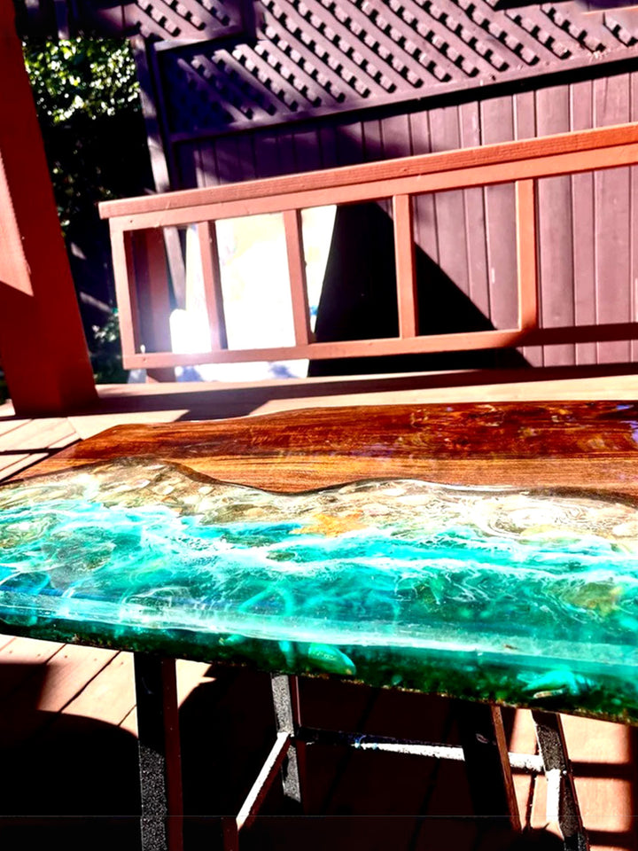 Handcrafted Walnut Ocean River Coffee Table | 21" Artsheedal Kitchen & Dining Room Tables ART0228-3