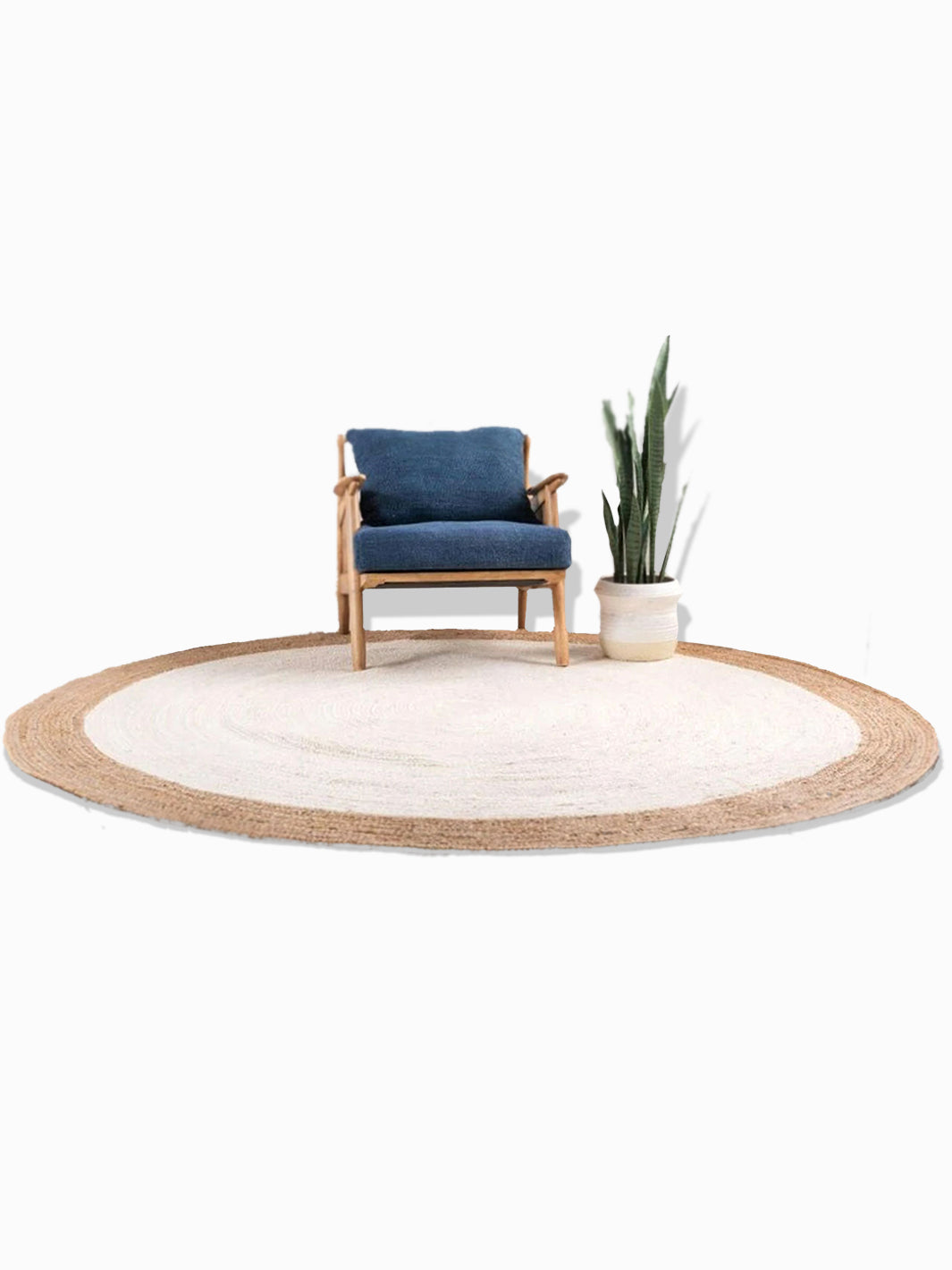 Round Jute Rug, Boho Round Rug, Natural Jute Rug, Bordered Round Rug,  Circle Rug, Home Decor Round Rug for Living & Indoor Carpet (7x7 Sq.Feet)