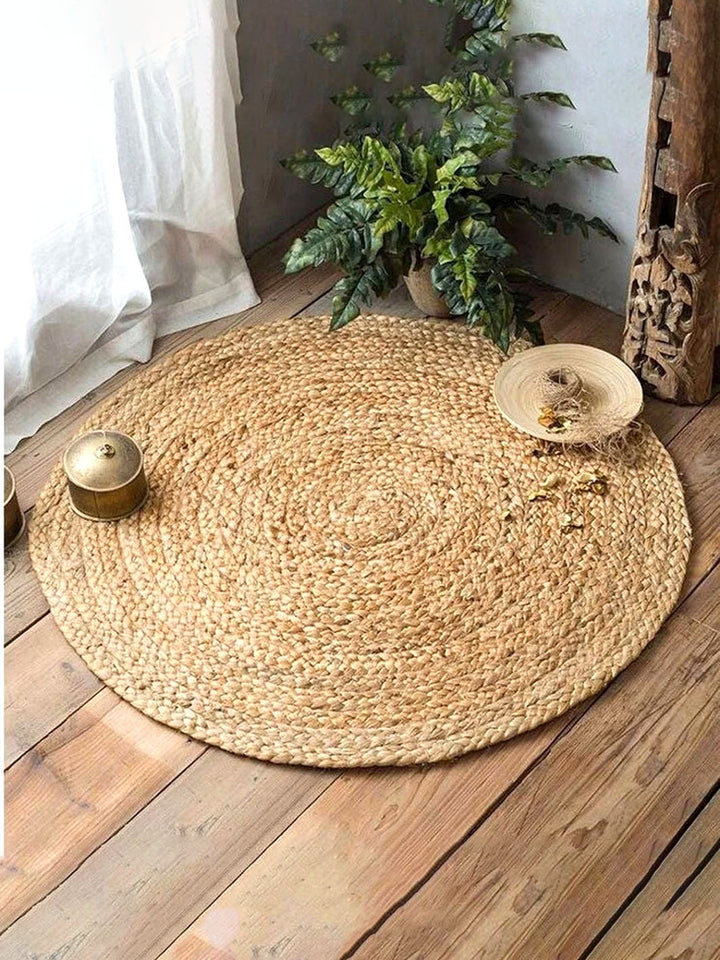 Hand-Braided Natural Rustic Rounded Jute Rug Chouhan Rugs CRH1397-3