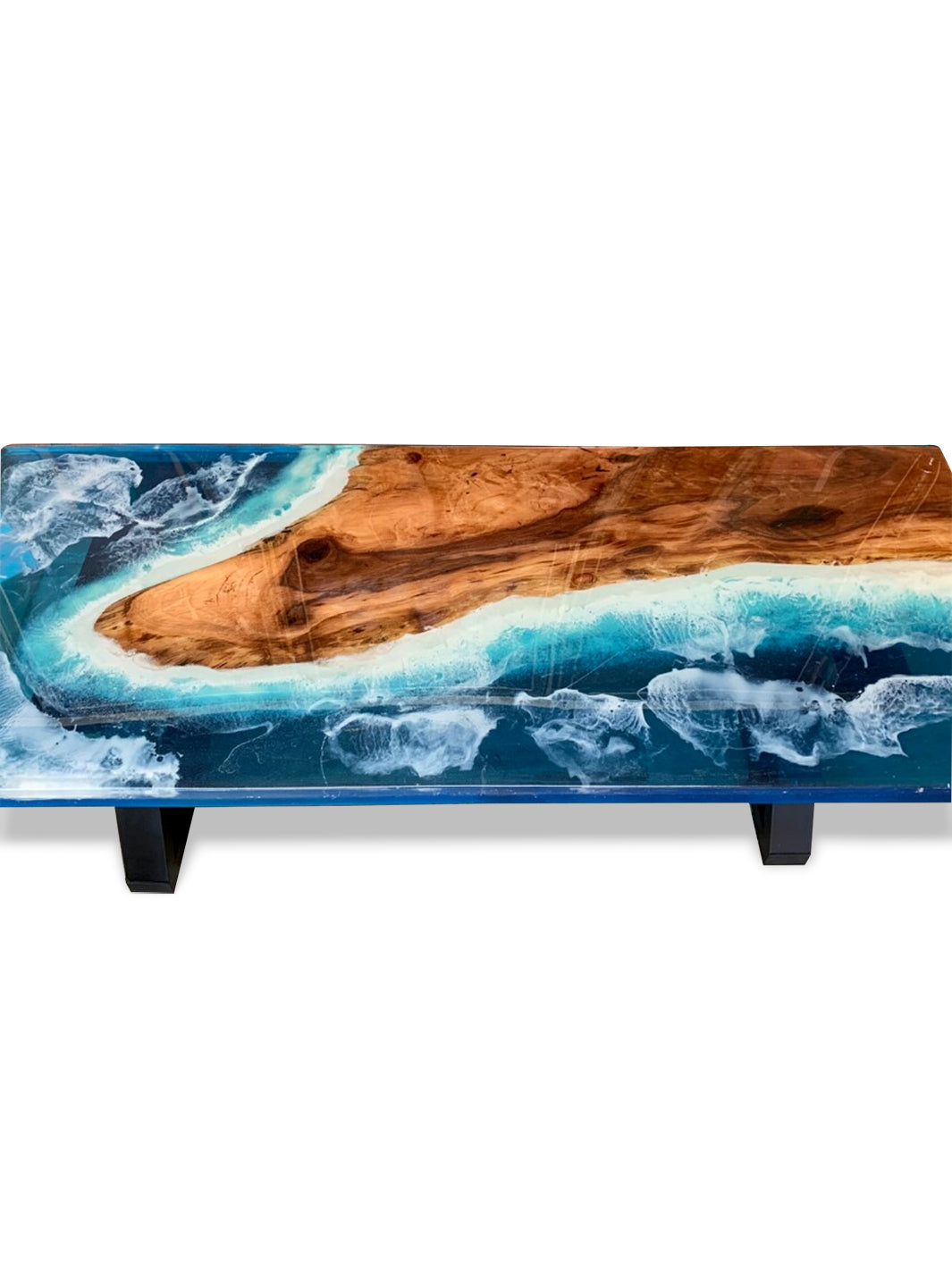 Handcrafted Walnut Epoxy Ocean River Dining Table DaddyO's Tables DAD0116