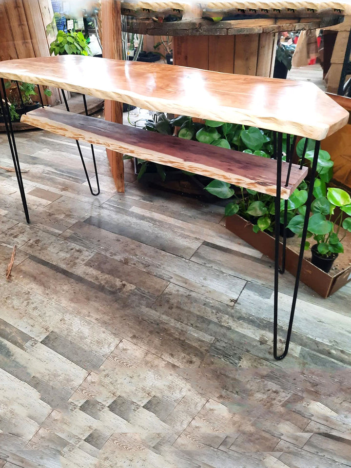 Handcrafted Epoxy River Red Cedar Live Edge Entryway Table