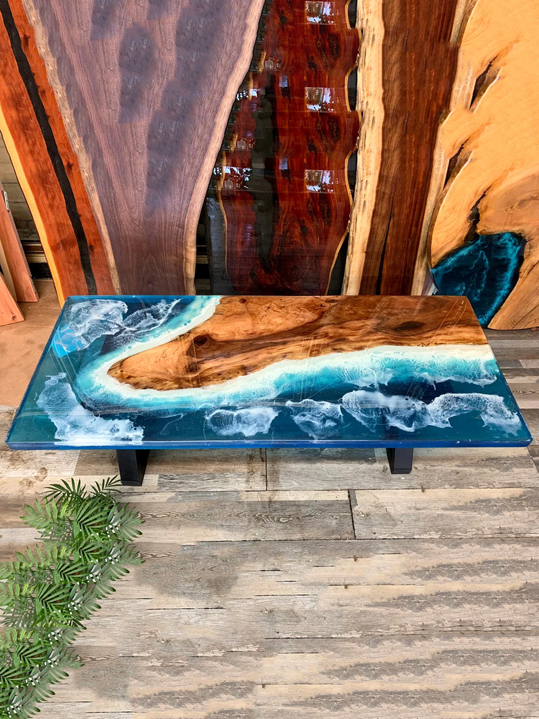 Handmade Live Edge Ocean Waves Themed Epoxy Coffee Table DaddyO's Kitchen & Dining Room Tables DAD0509-6