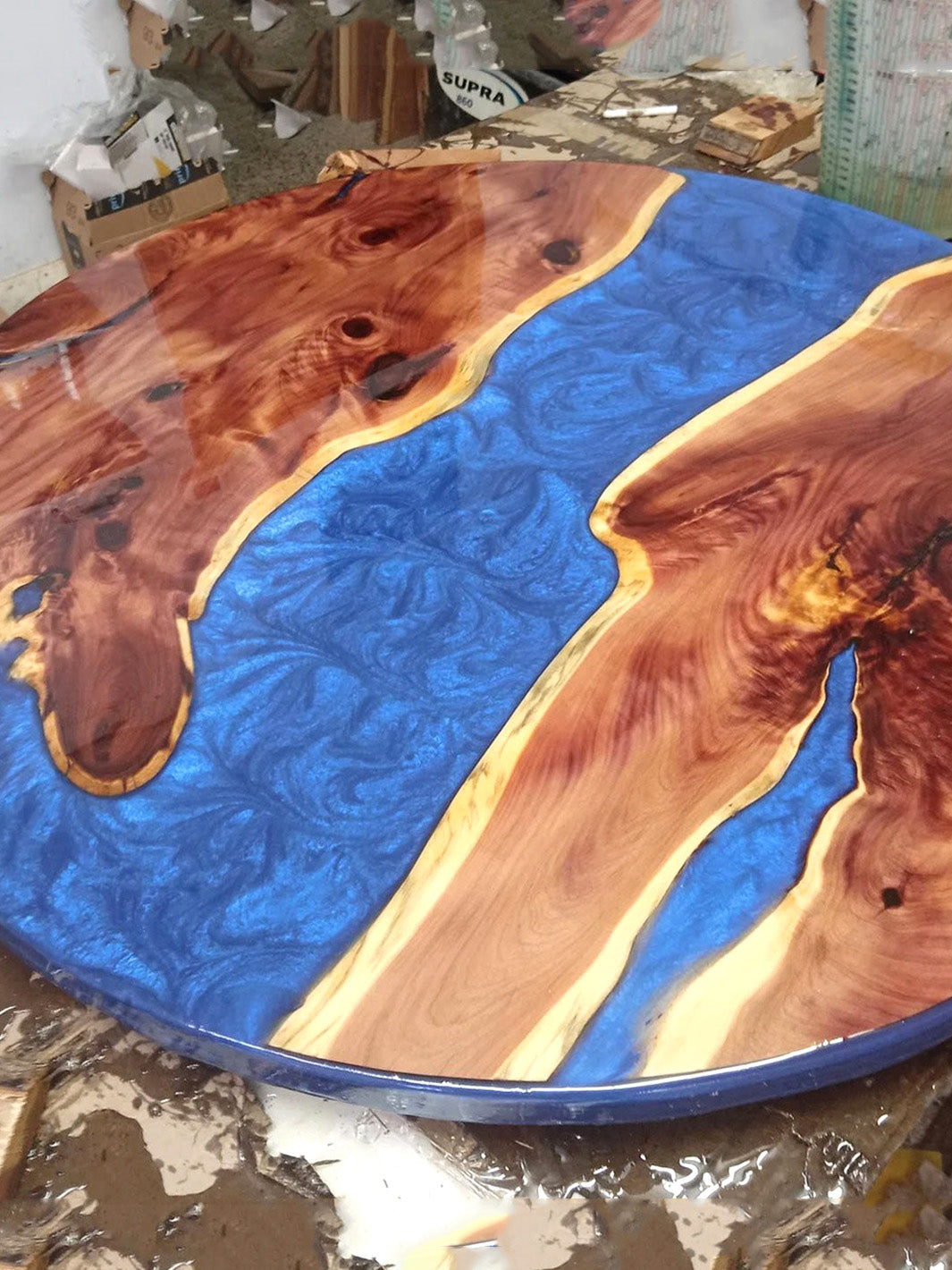 Handcrafted Rounded Ocean Epoxy Coffee Table | 36" DaddyO's Kitchen & Dining Room Tables DAD0513-2