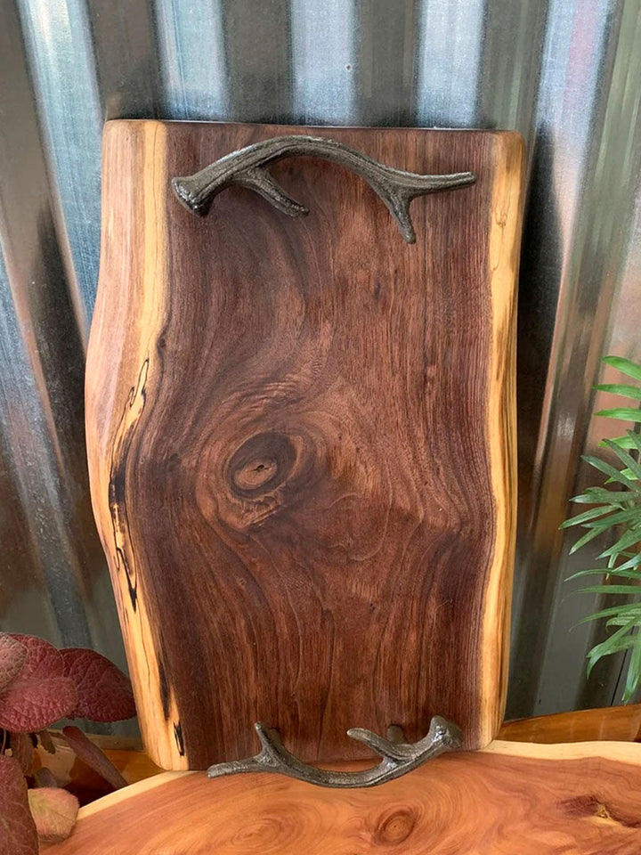 Handcrafted Live Edge Black Walnut Wooden Charcuterie Board with Handles DaddyO's Serving Trays DAD1083-3