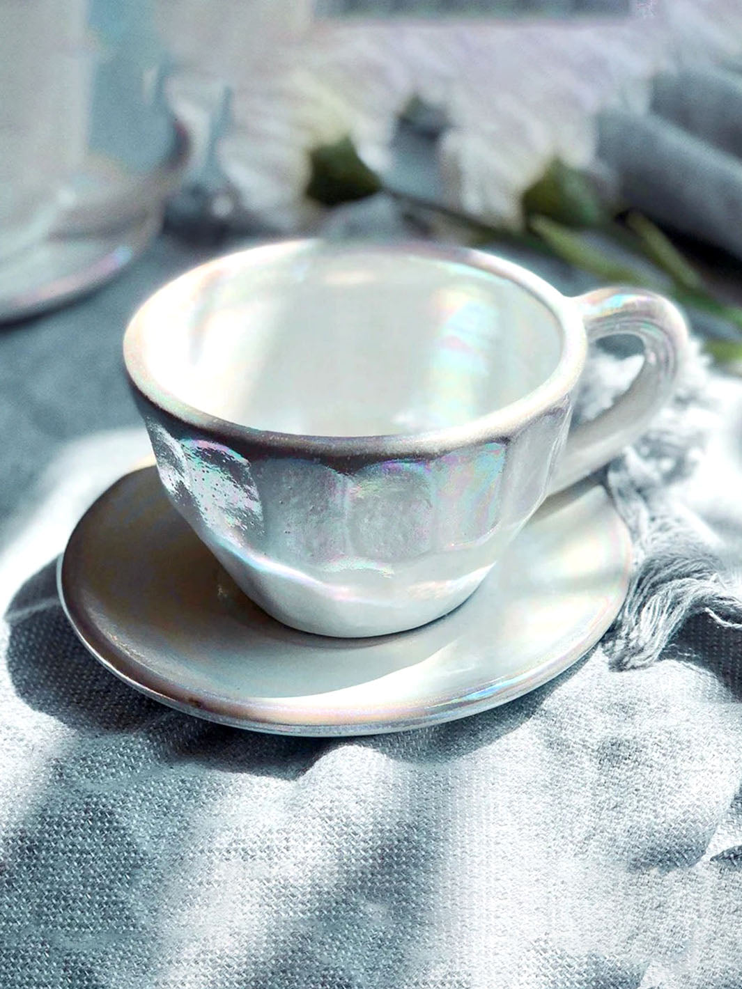 Handcrafted Artistic Silver Lining Cappuccino Ceramic Cup Deco Cups DCB0007-2