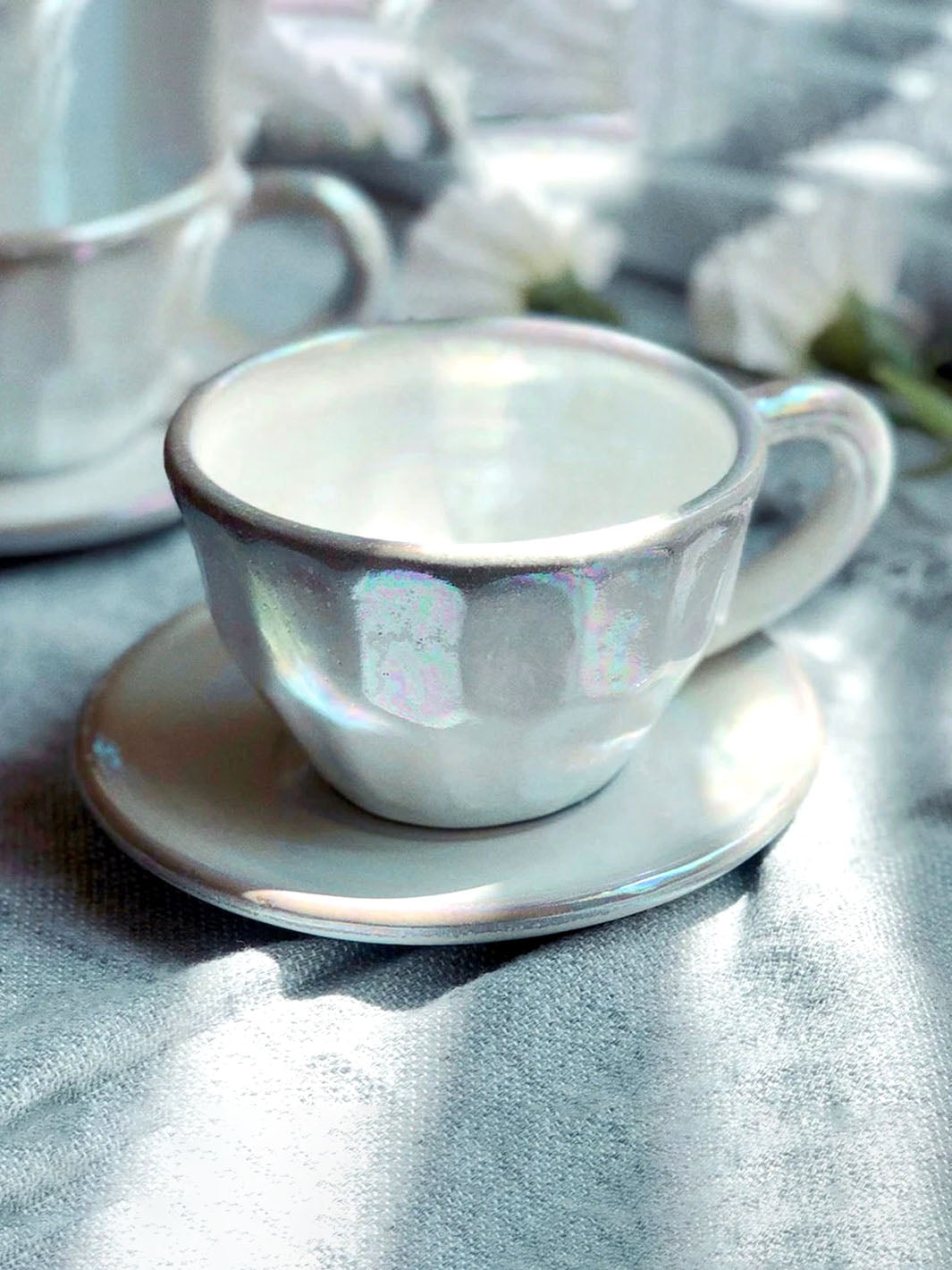 Handcrafted Artistic Silver Lining Cappuccino Ceramic Cup Deco Cups DCB0007-3