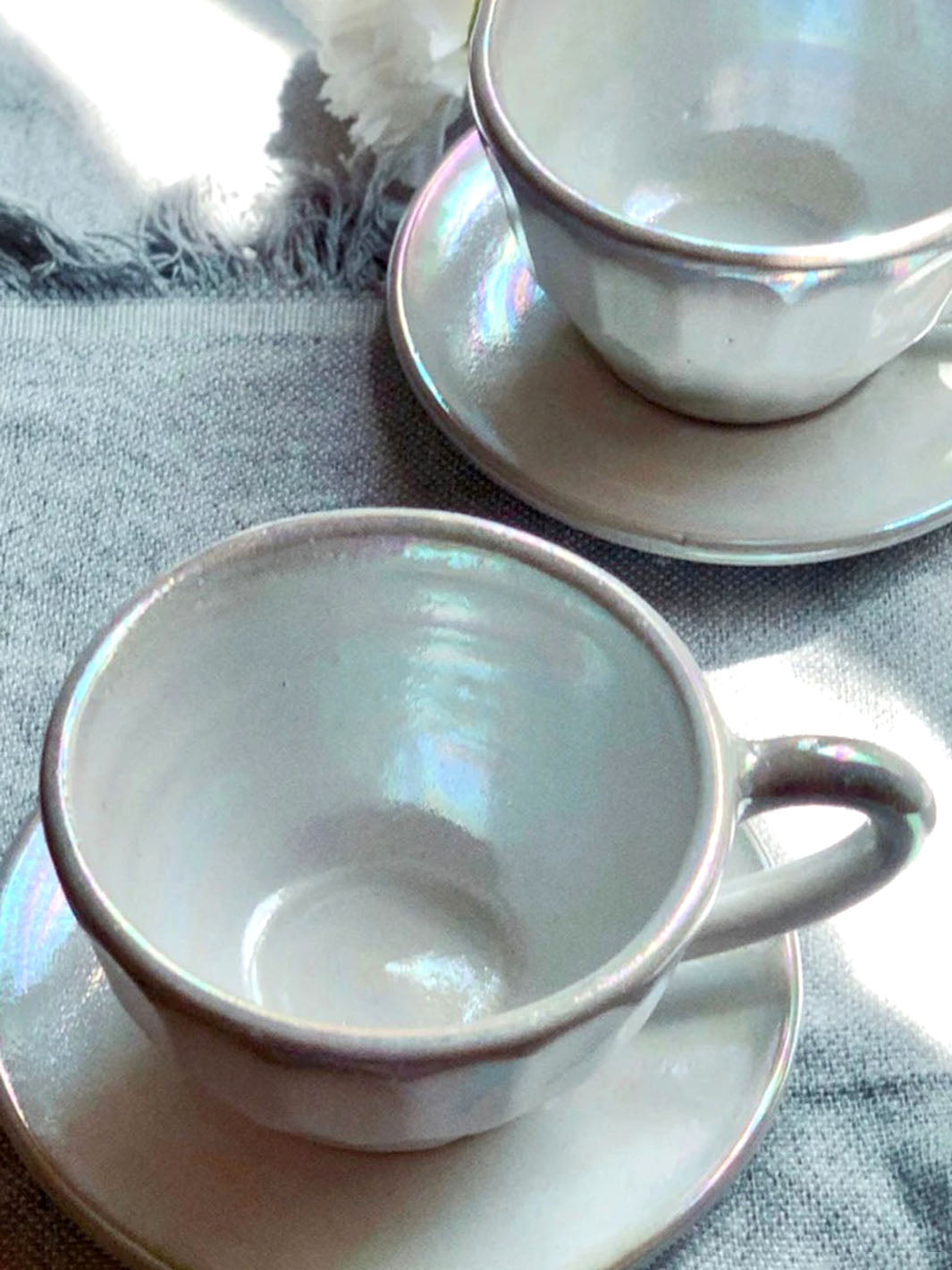 Handcrafted Artistic Silver Lining Cappuccino Ceramic Cup Deco Cups DCB0007-4
