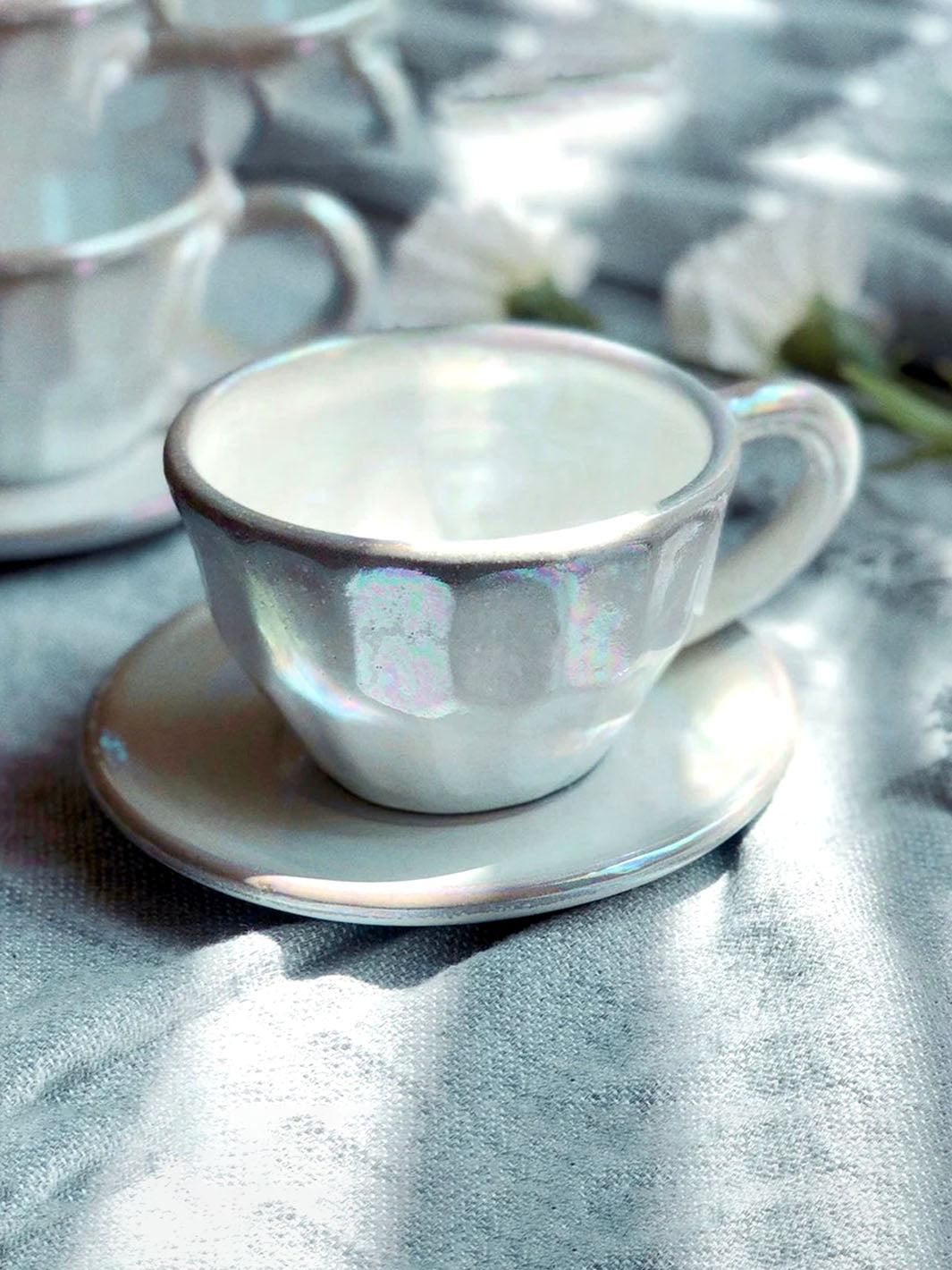 Handcrafted Artistic Silver Lining Cappuccino Ceramic Cup Deco Cups DCB0007-5