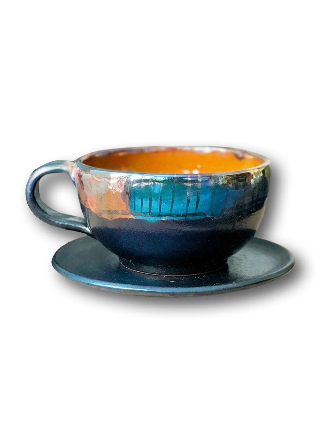 Artistic Handcrafted Black Abstract Ceramic Cappuccino Cup Deco Cups DCB0028