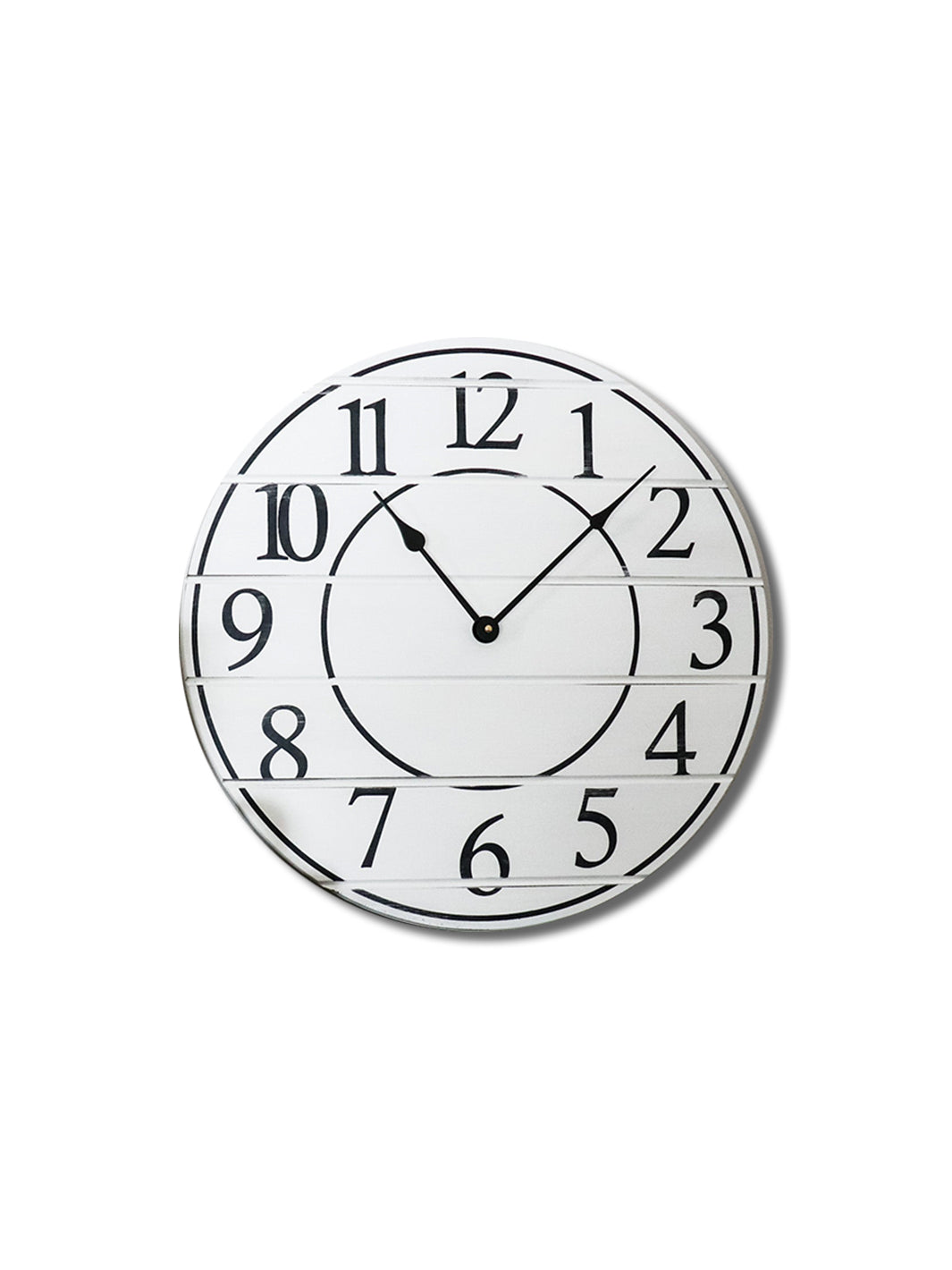 White Lightly Distressed Large Wall Clock with Black Numbers (in stock) Earthly Comfort Clocks ECH1200