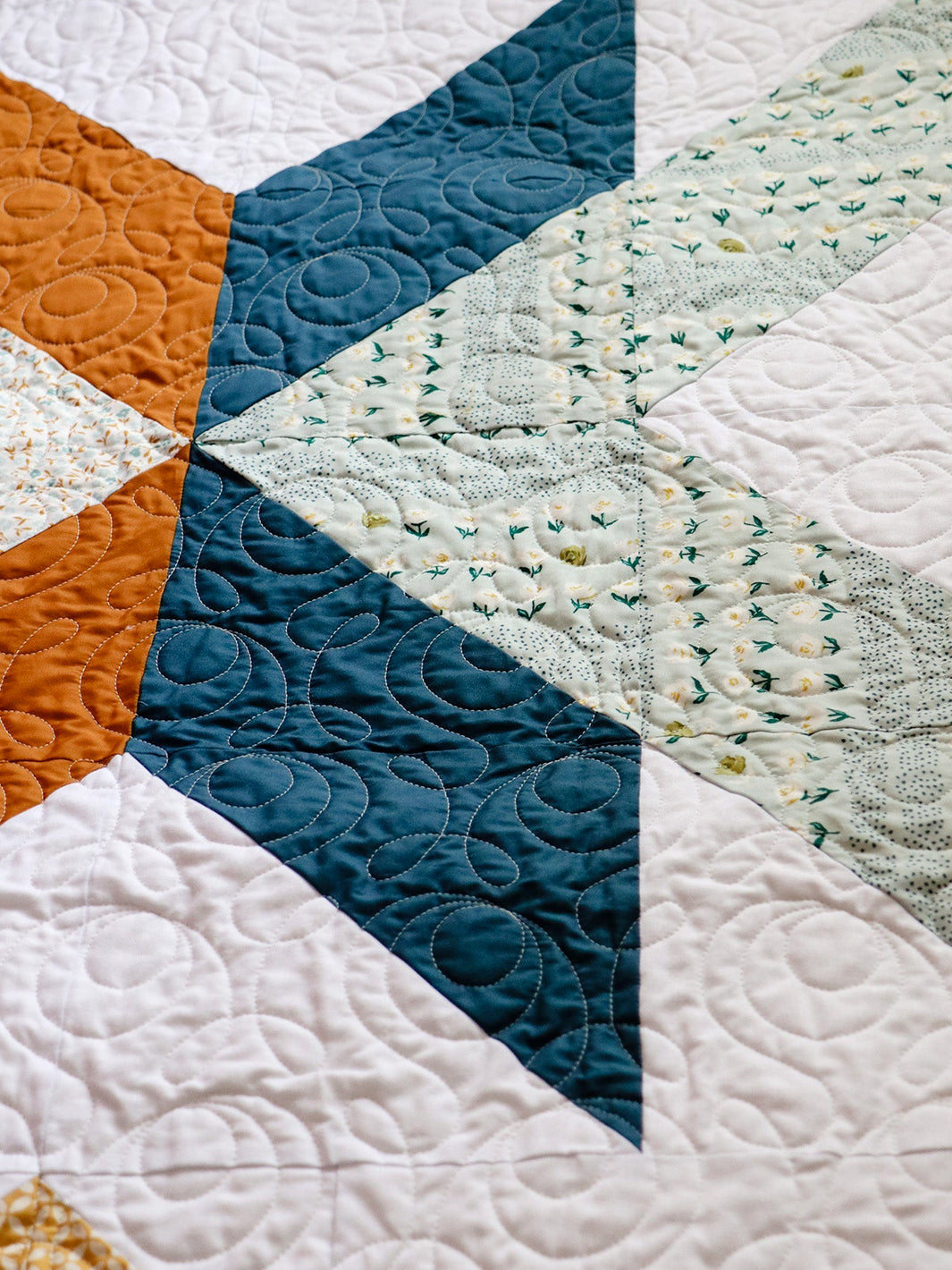 Modern Handmade Baby Quilt - Floral X Pattern #1 Earthly Comfort Home Decor ECH1576-1