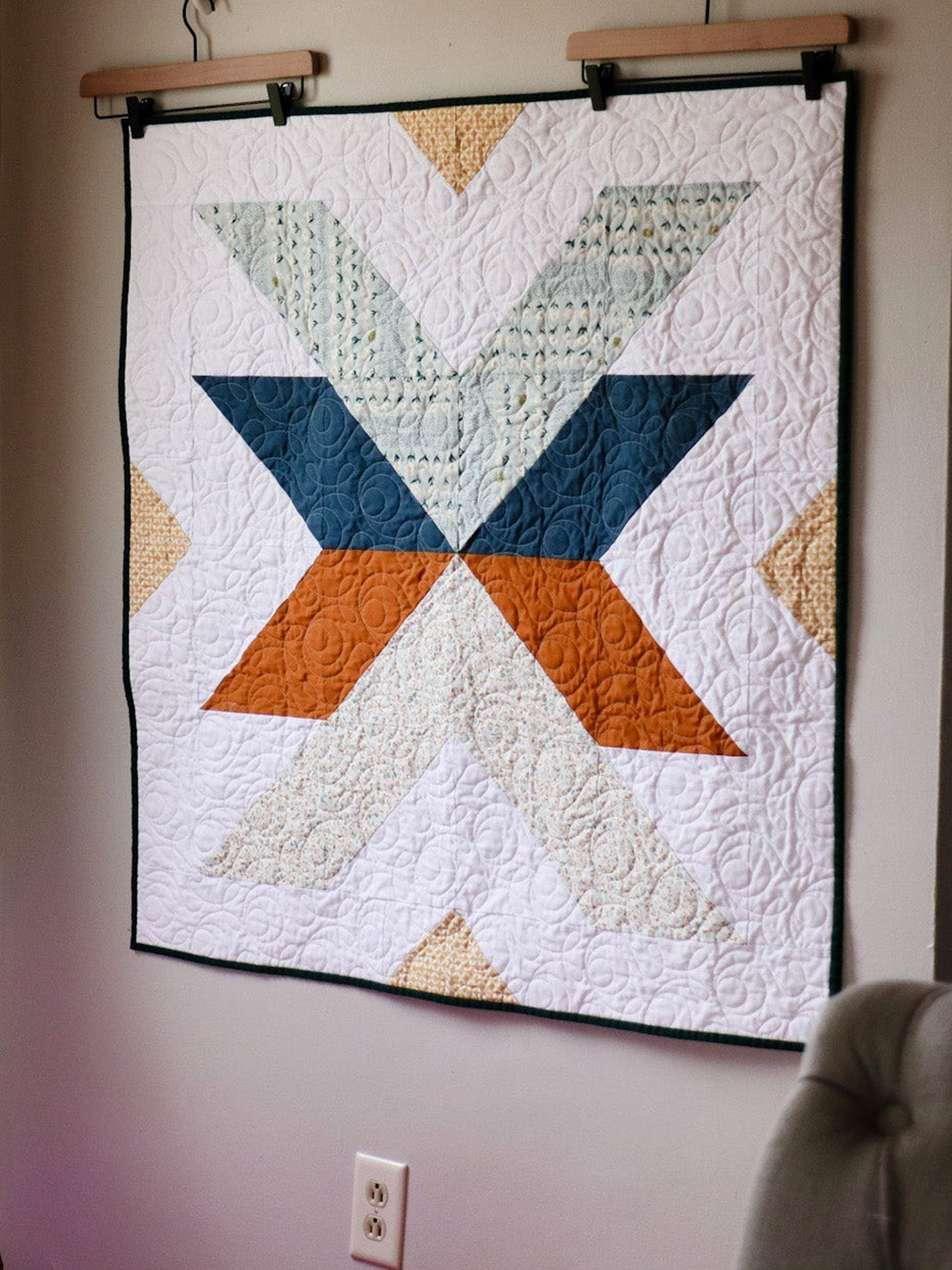 Modern Handmade Baby Quilt - Floral X Pattern #1 Earthly Comfort Home Decor ECH1576-3