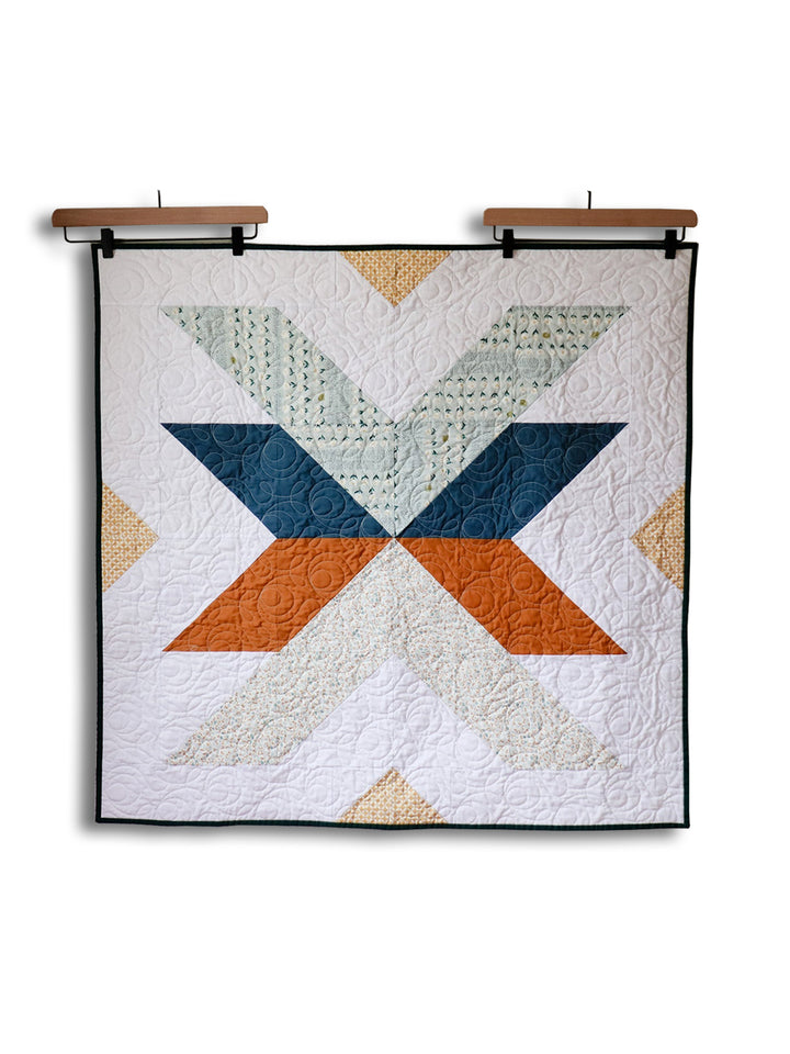 Modern Handmade Baby Quilt - Floral X Pattern #1 Earthly Comfort Home Decor ECH1576