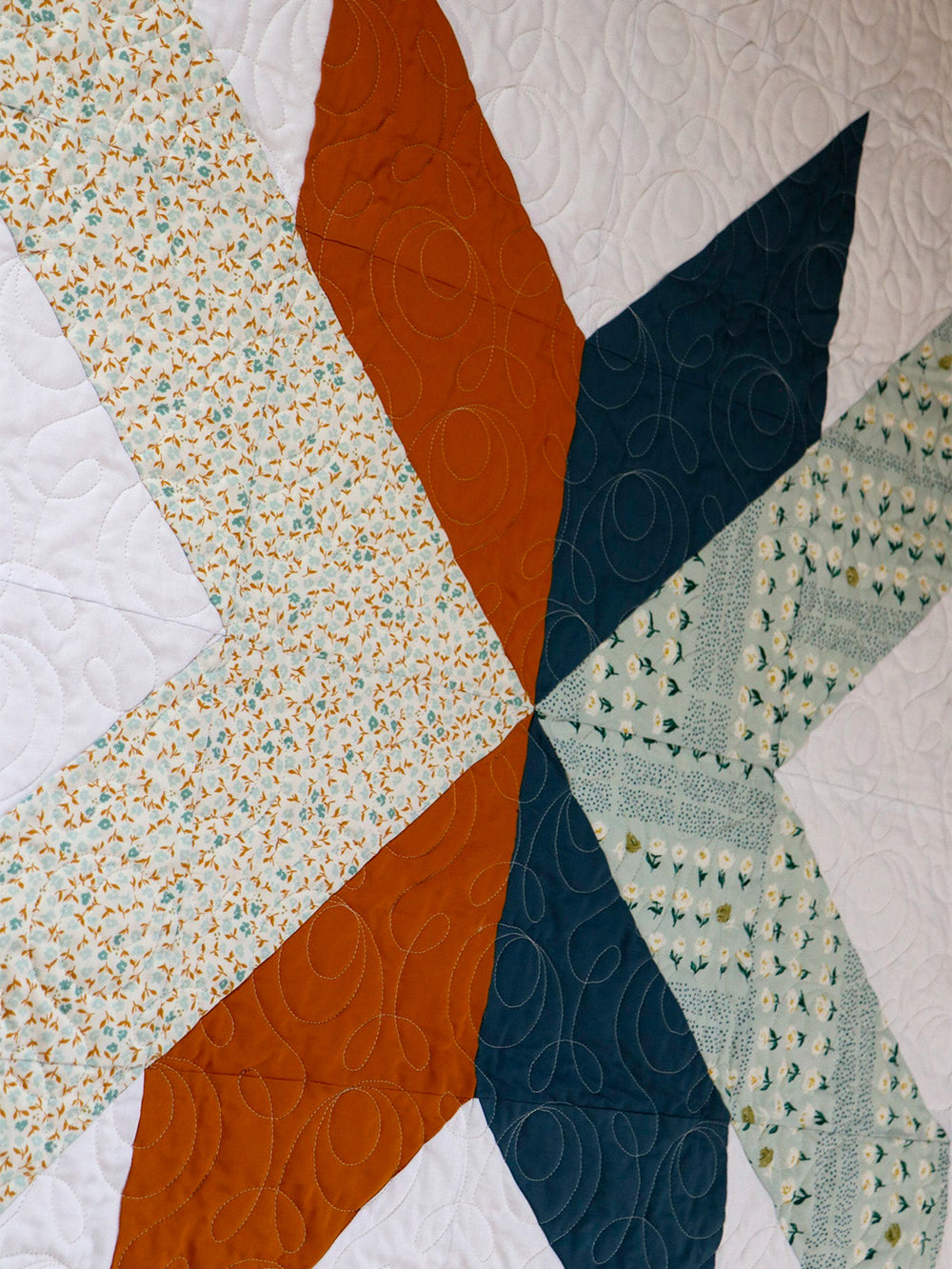 Modern Handmade Baby Quilt - Floral X Pattern #2 Earthly Comfort Home Decor ECH1577-1