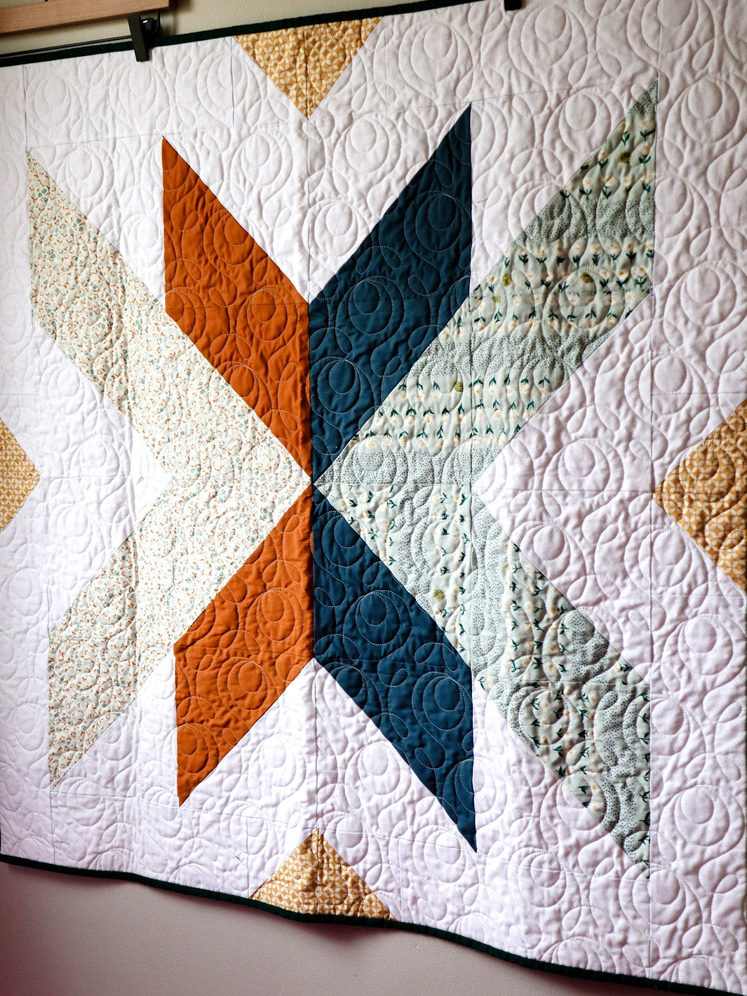 Modern Handmade Baby Quilt - Floral X Pattern #2 Earthly Comfort Home Decor ECH1577-2