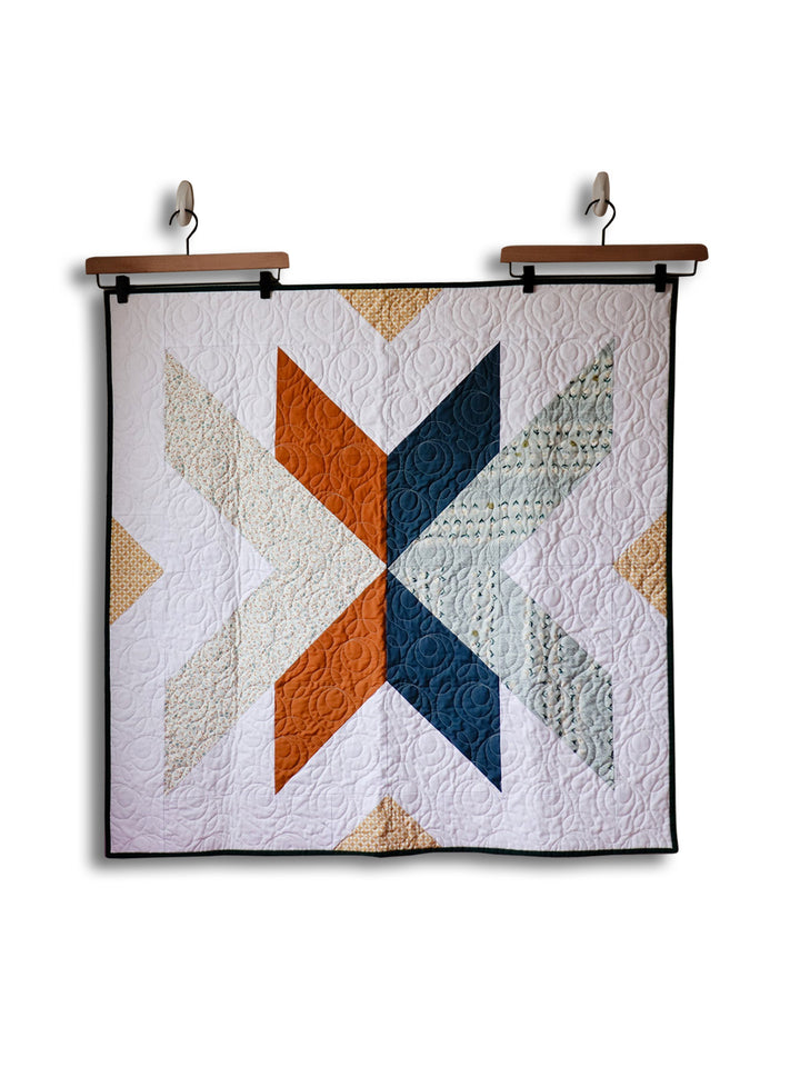 Modern Handmade Baby Quilt - Floral X Pattern #2 Earthly Comfort Home Decor ECH1577