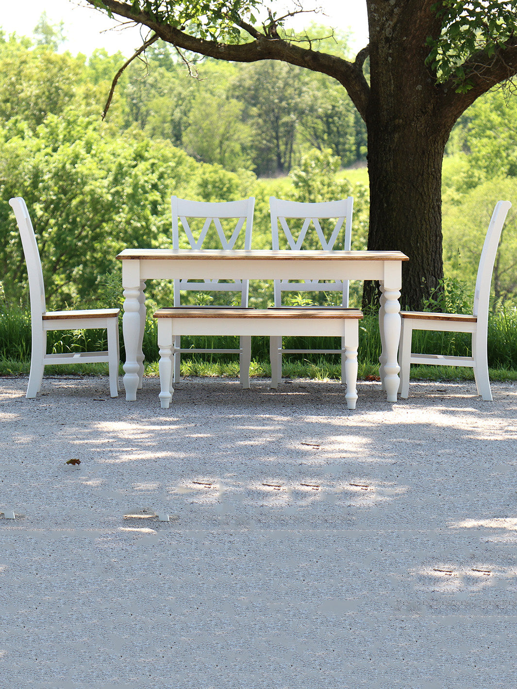 White and Oak Dining Table Set