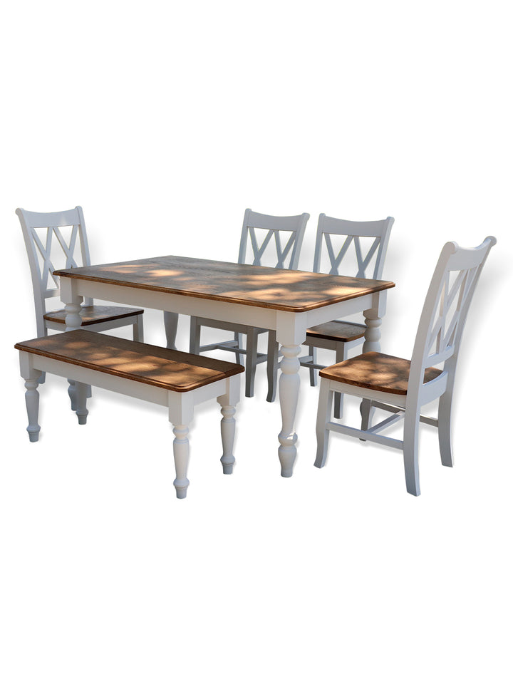White and Oak Dining Table Set Earthly Comfort Dining Tables ECH680