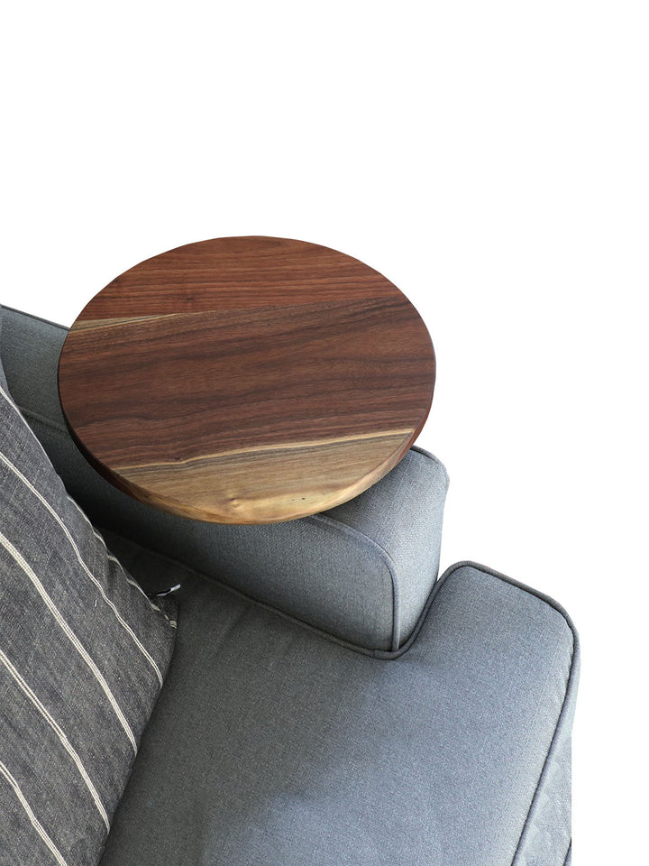 Earthly Comfort Live-Edge Round Walnut Side Table with Gold Base Earthly Comfort Side Tables 1
