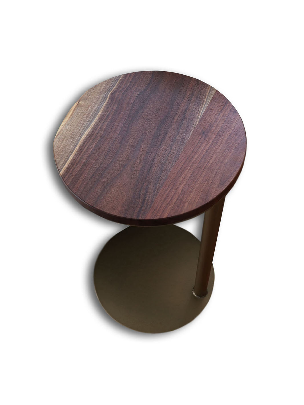 Earthly Comfort Live-Edge Round Walnut Side Table with Gold Base Earthly Comfort Side Tables 