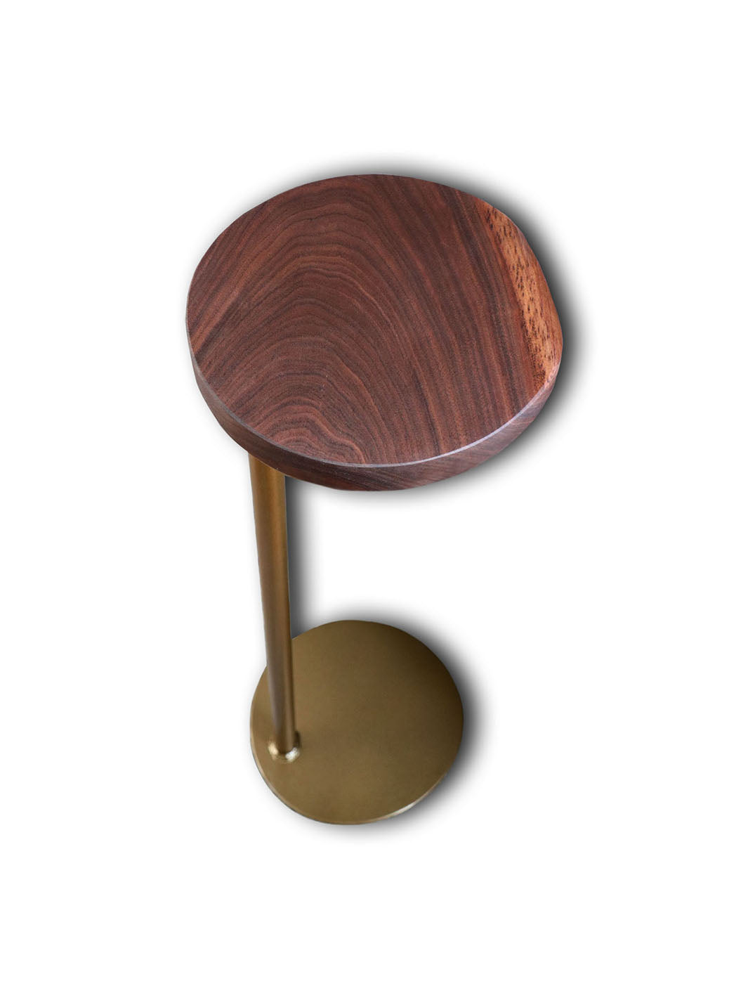 Earthly Comfort Live Edge Gold Round Industrial Walnut Side Table Earthly Comfort Side Tables 