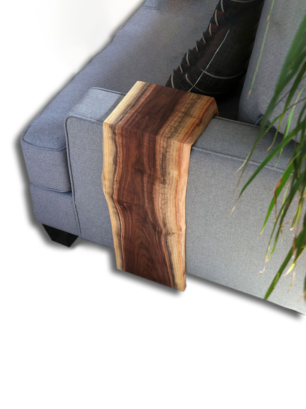 Earthly Comfort Live Edge Walnut Waterfall Armrest Sofa Table - Extra Long Square To the Floor Earthly Comfort Side Tables 