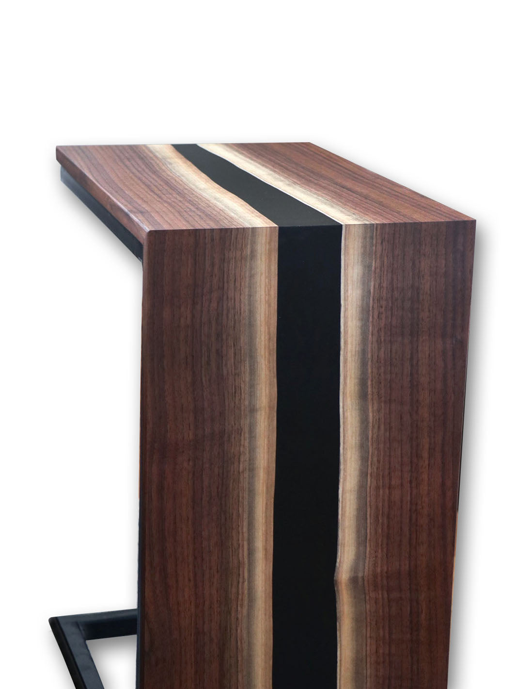 Earthly Comfort Walnut Waterfall C-Table with Black Epoxy River Earthly Comfort Side Tables 1