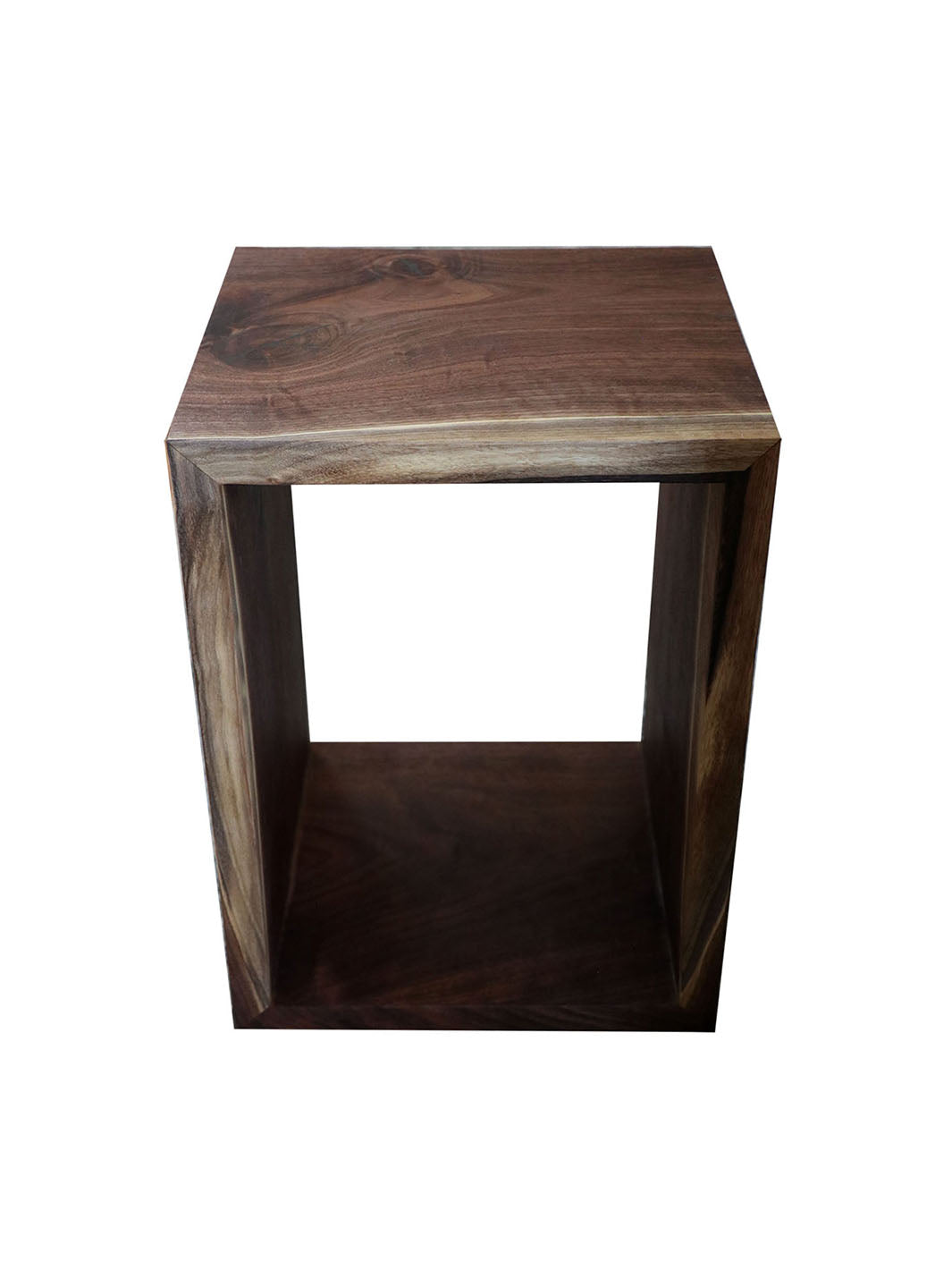 Earthly Comfort Walnut Waterfall Cube Rectangle Side Table Earthly Comfort Side Tables 