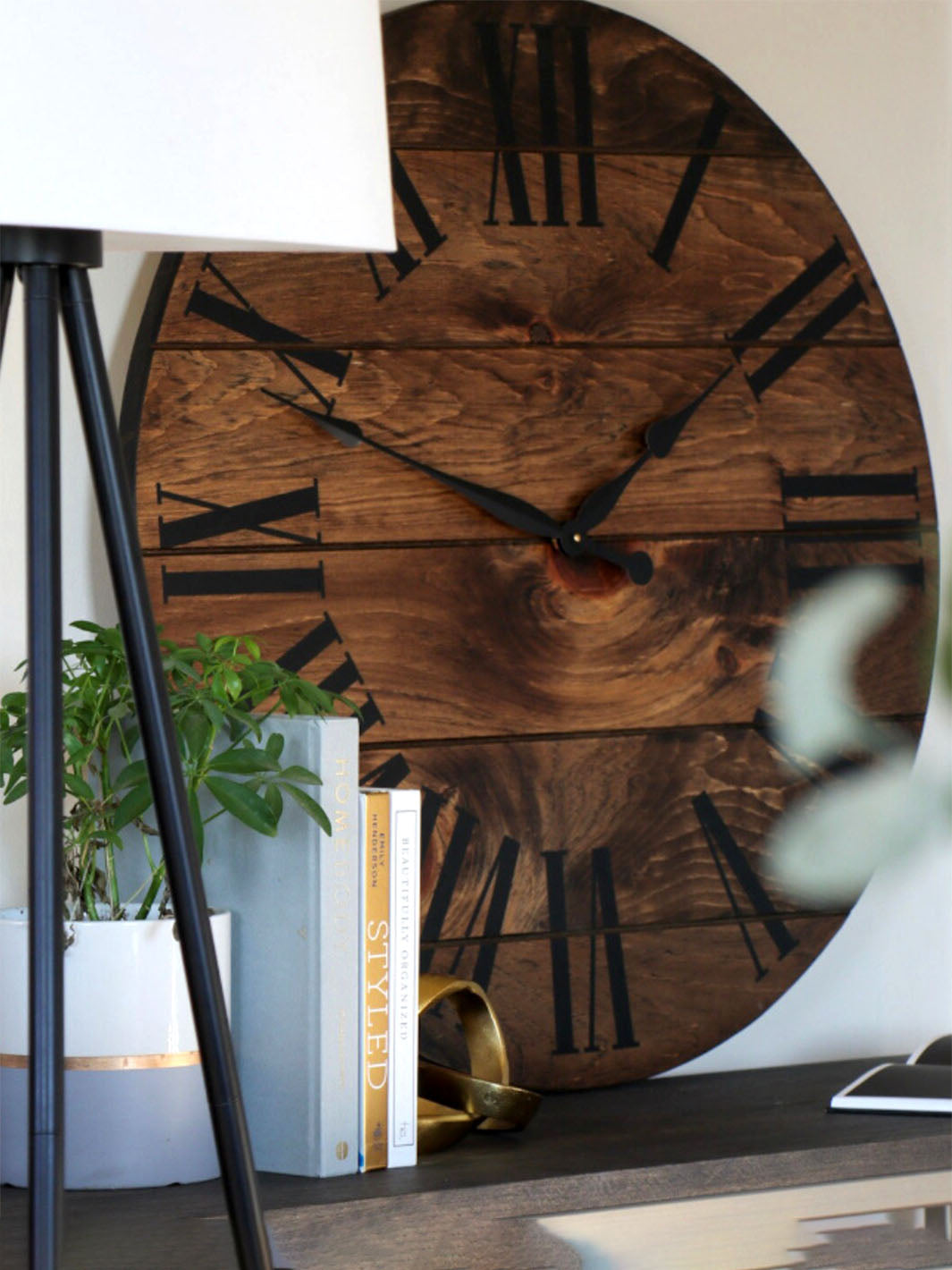 Earthly Comfort Woodworking Handmade Black Roman Numeral Wall Clock | Farmhouse Style Walnut Wood Clock Earthly Comfort Clock 2