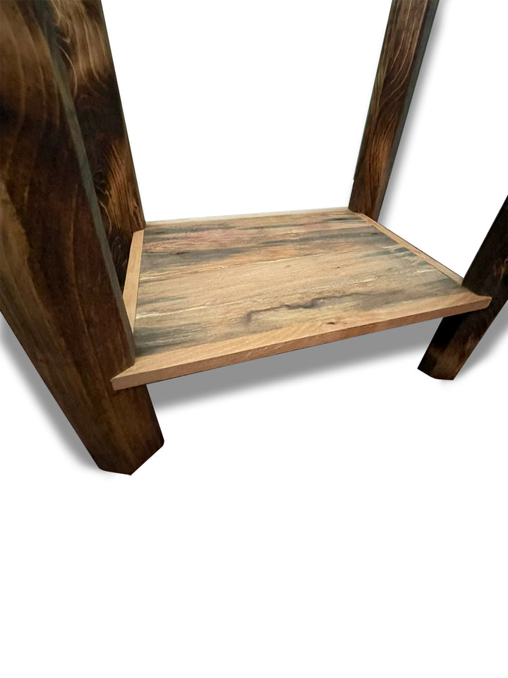Handcrafted Reclaimed Double Shelved Wooden Nightstand End Table FTN End Tables FTN0048-1