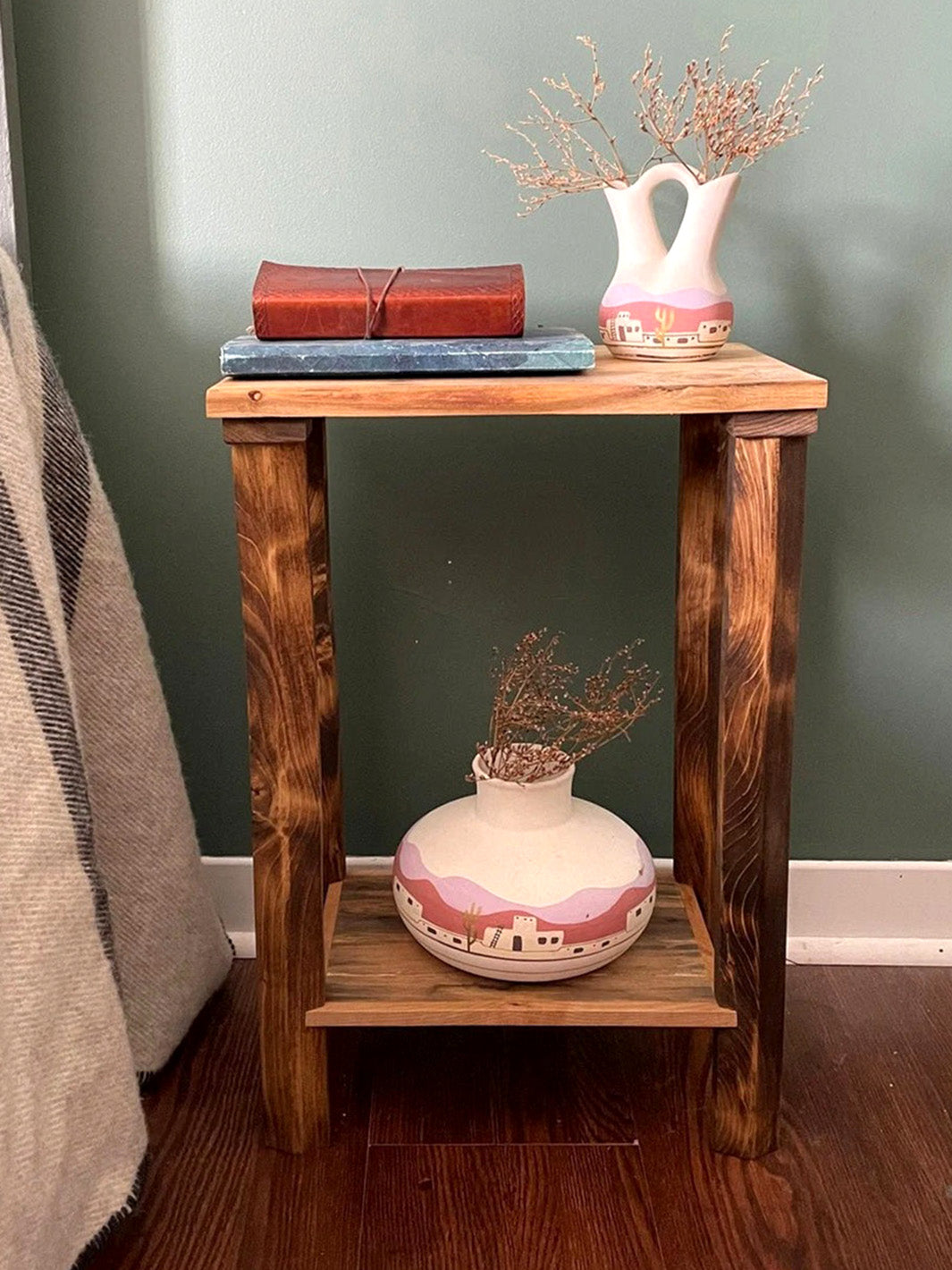 Handcrafted Reclaimed Double Shelved Wooden Nightstand End Table FTN End Tables FTN0048-2