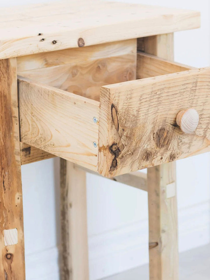Handcrafted Authentic Reclaimed Barnwood Bedside Table | Salvaged Wood From Prince Edward Island, CA FTN  FTN0051-5