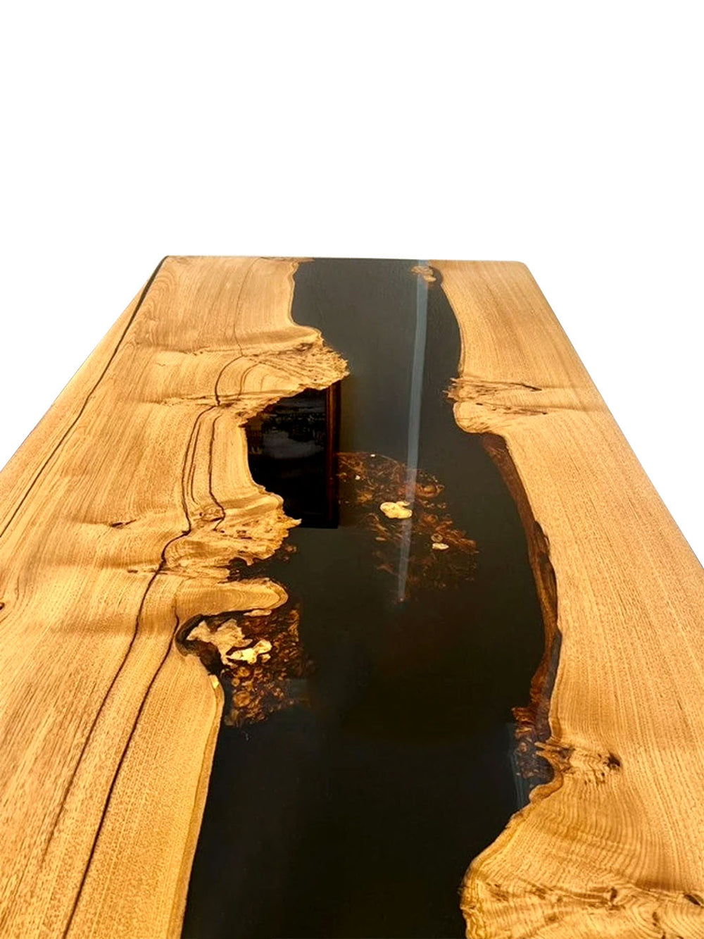 Handcrafted Black River Epoxy Resin Chestnut Dining Table | 80" x 35" Harden Tables HWC-0001-1